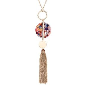 Gold Luxe Circle Tassel Necklace New With Tags